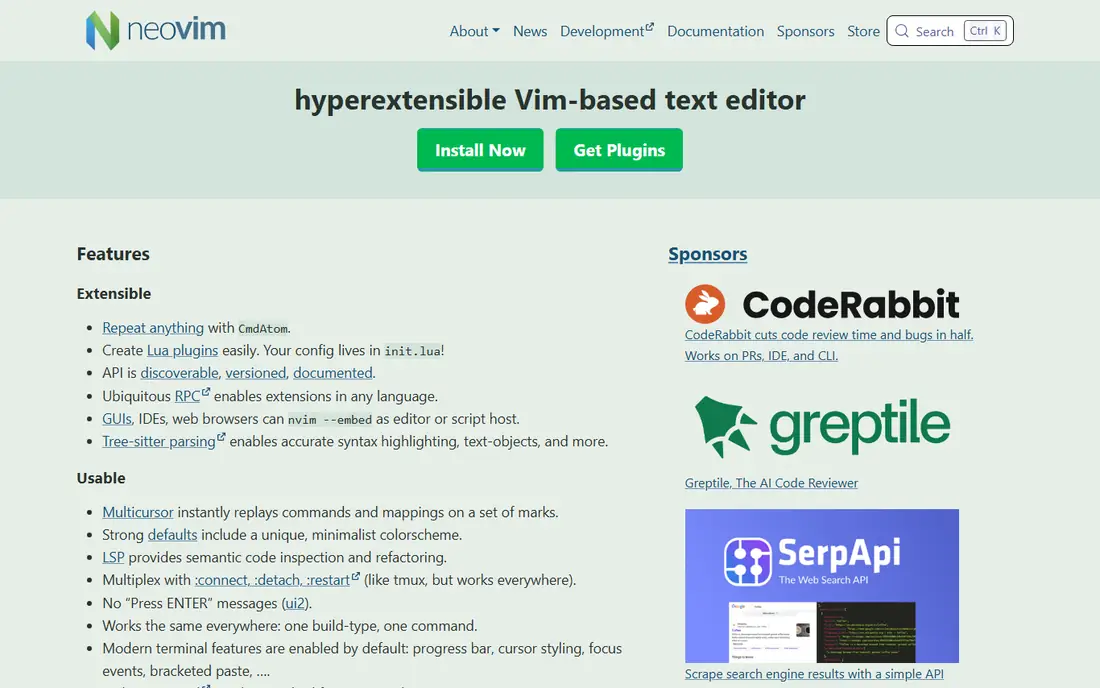 Neovim homepage