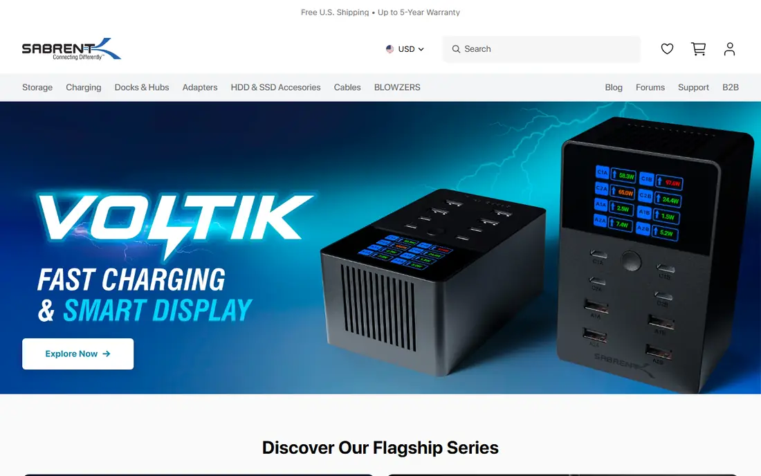 Sabrent homepage