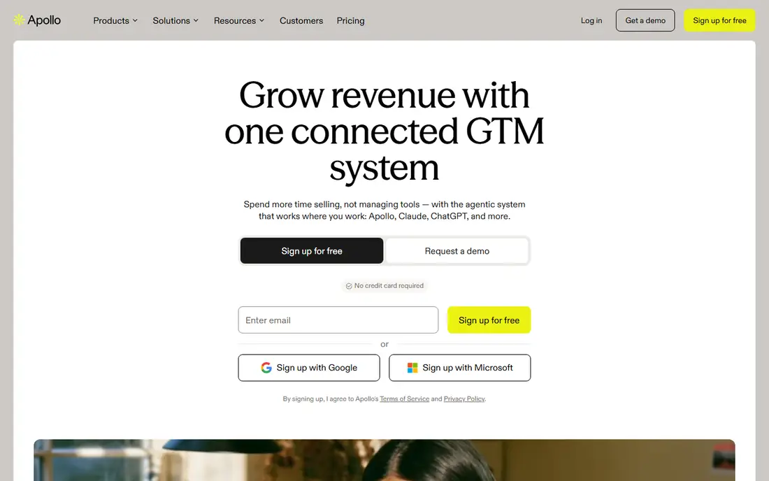 Apollo.io homepage