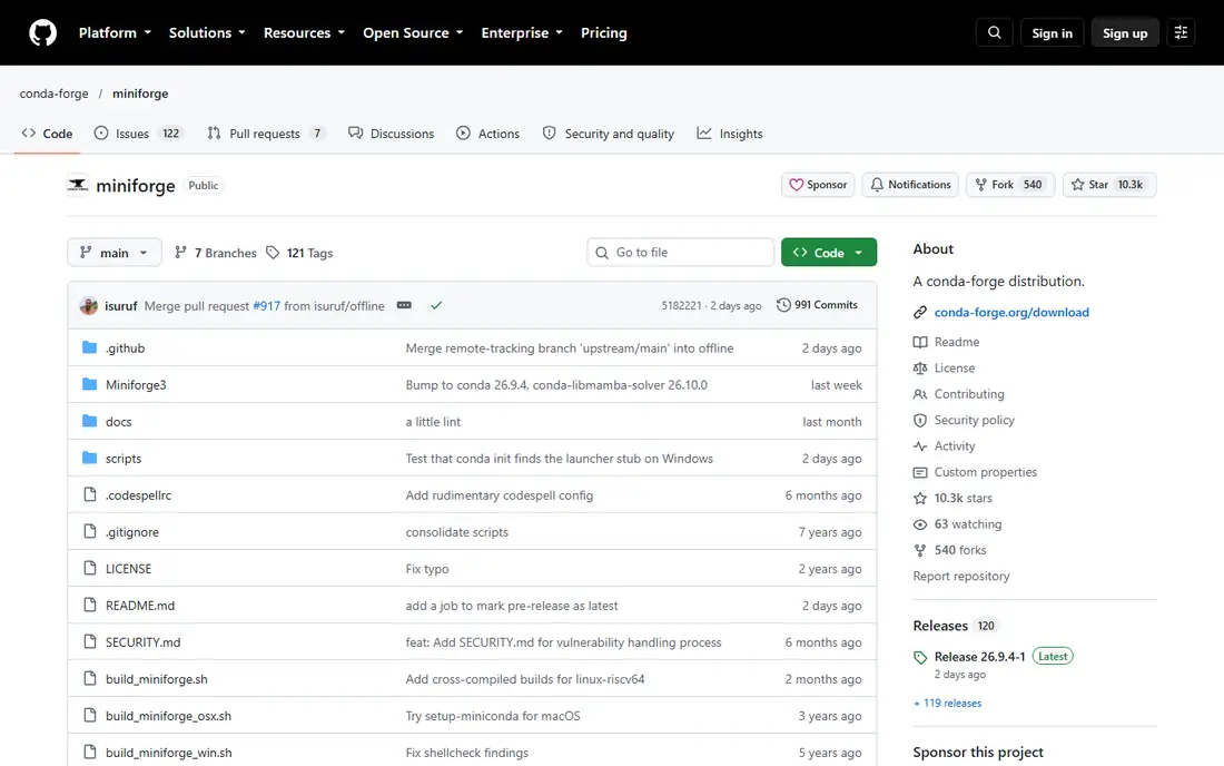 Miniforge homepage