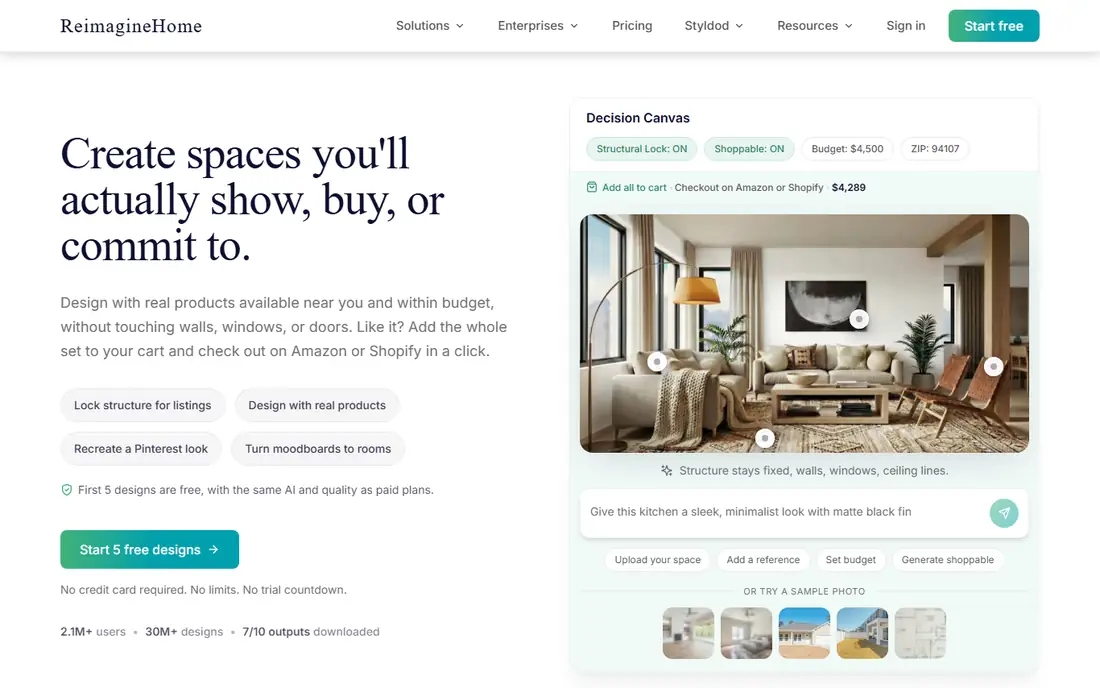 REimagineHome homepage
