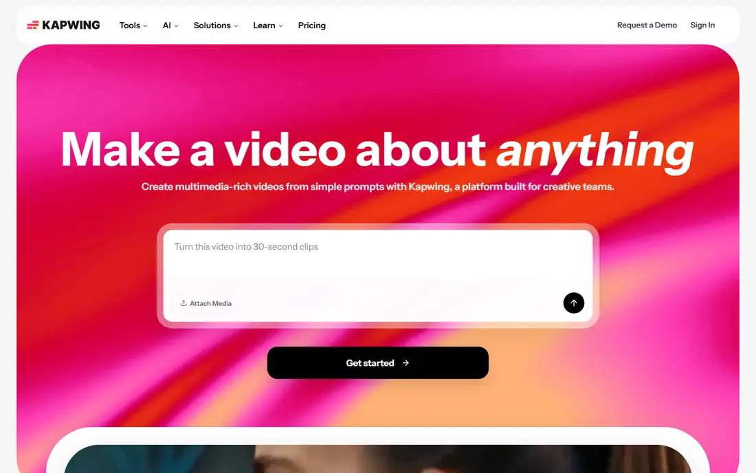 Kapwing homepage