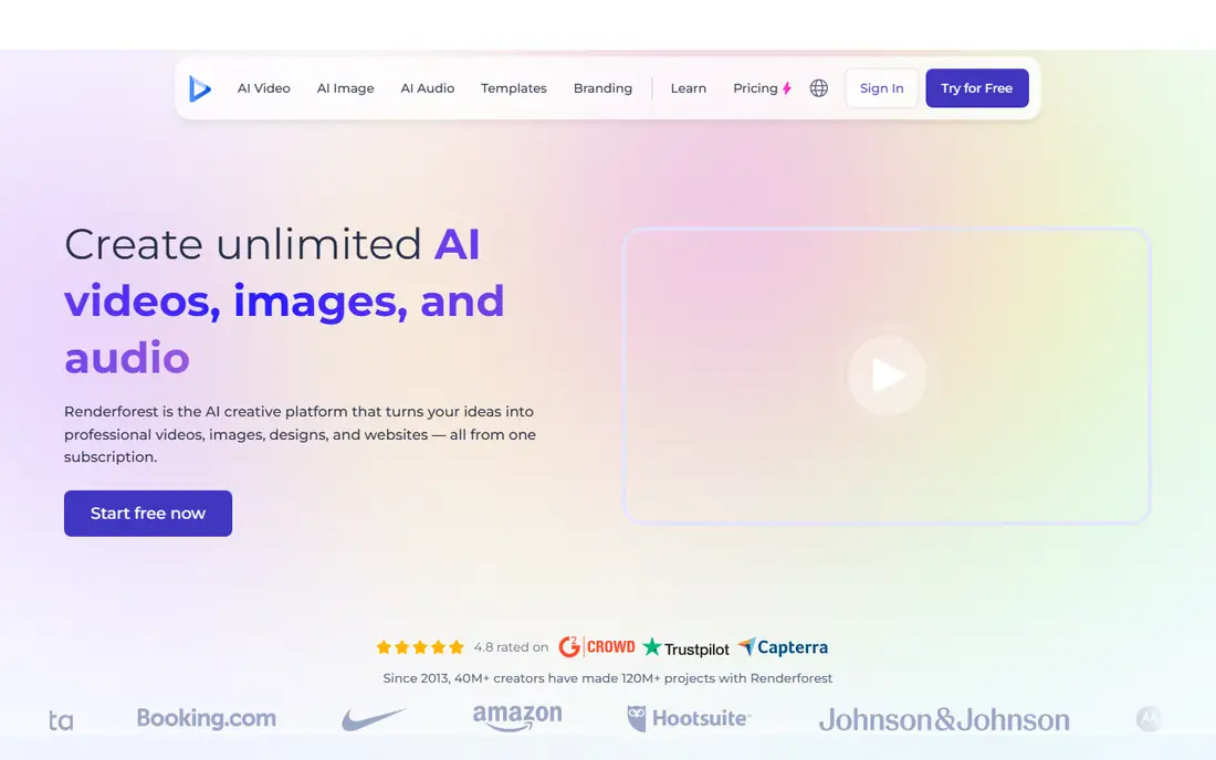 Renderforest homepage