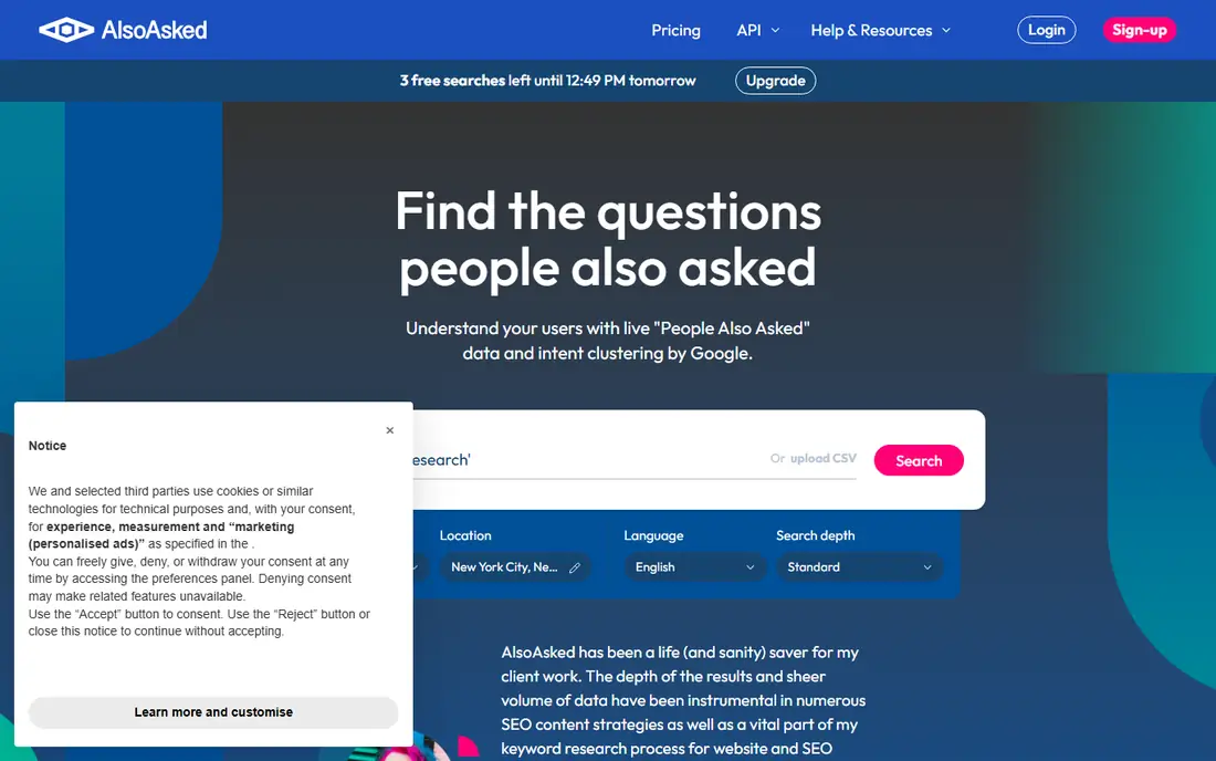 AlsoAsked homepage