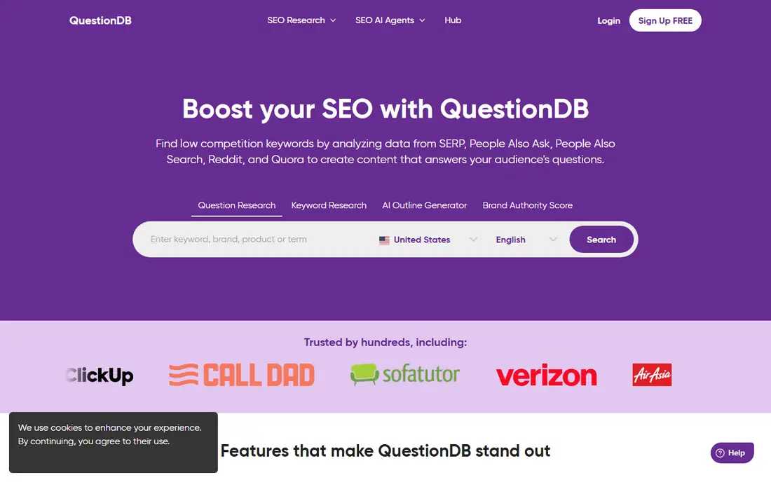QuestionDB homepage