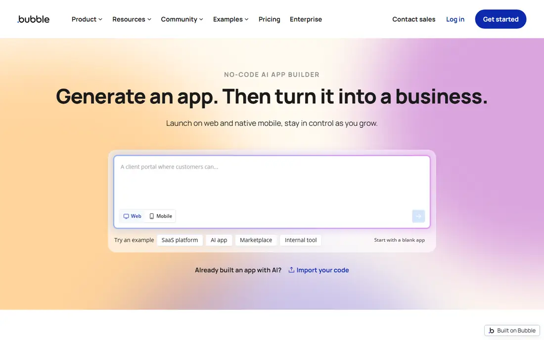 Bubble homepage