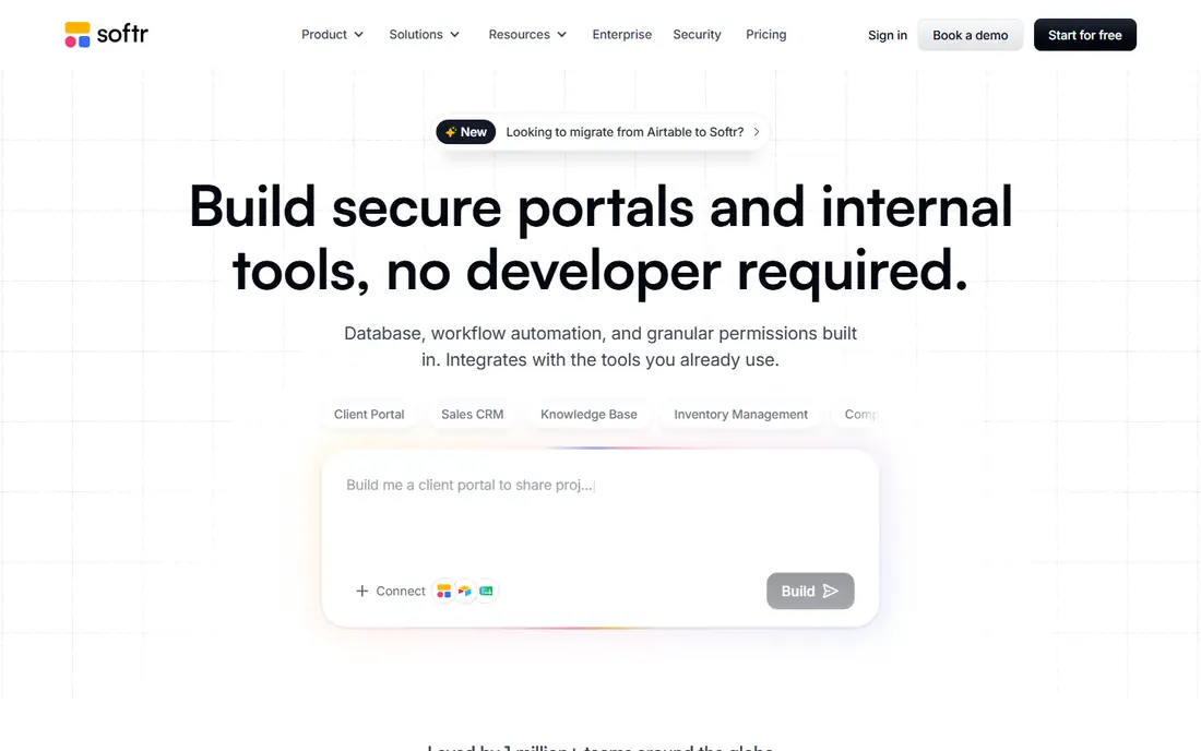 Softr homepage