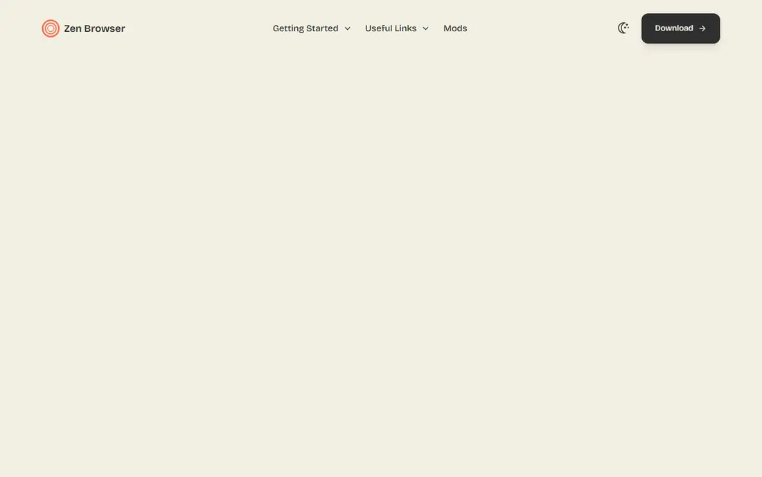 Zen Browser homepage