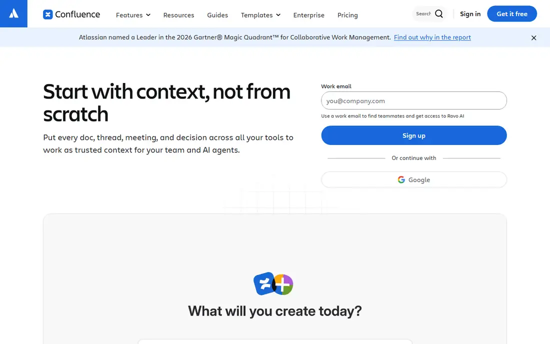 Confluence homepage