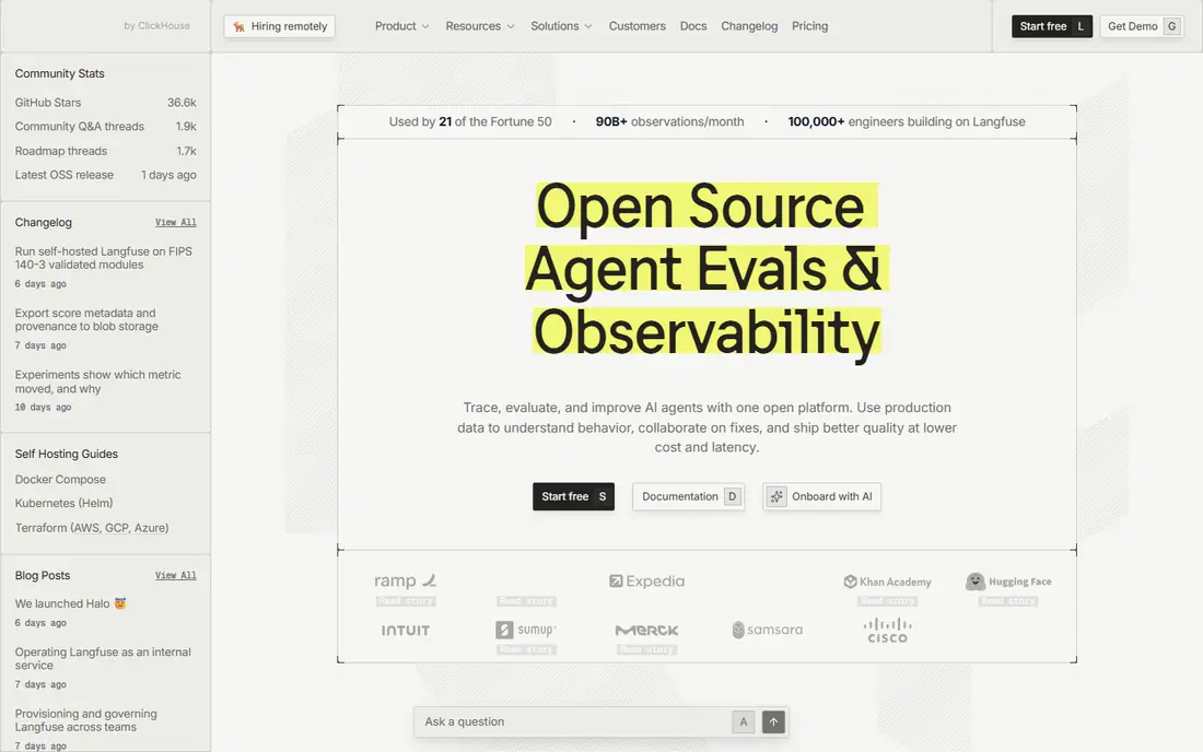 Langfuse homepage