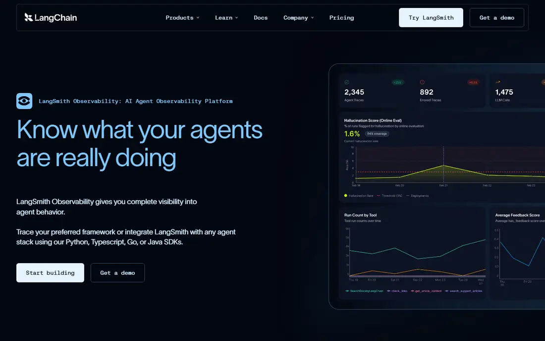 LangSmith homepage