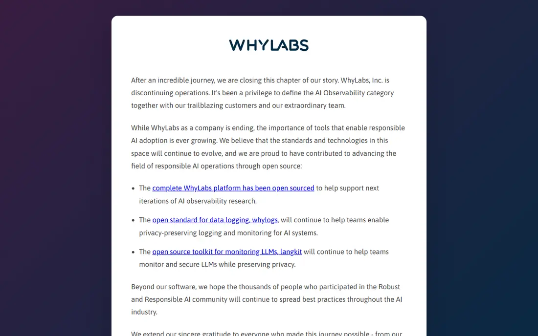 WhyLabs homepage