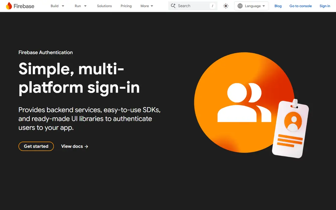 Firebase Auth homepage