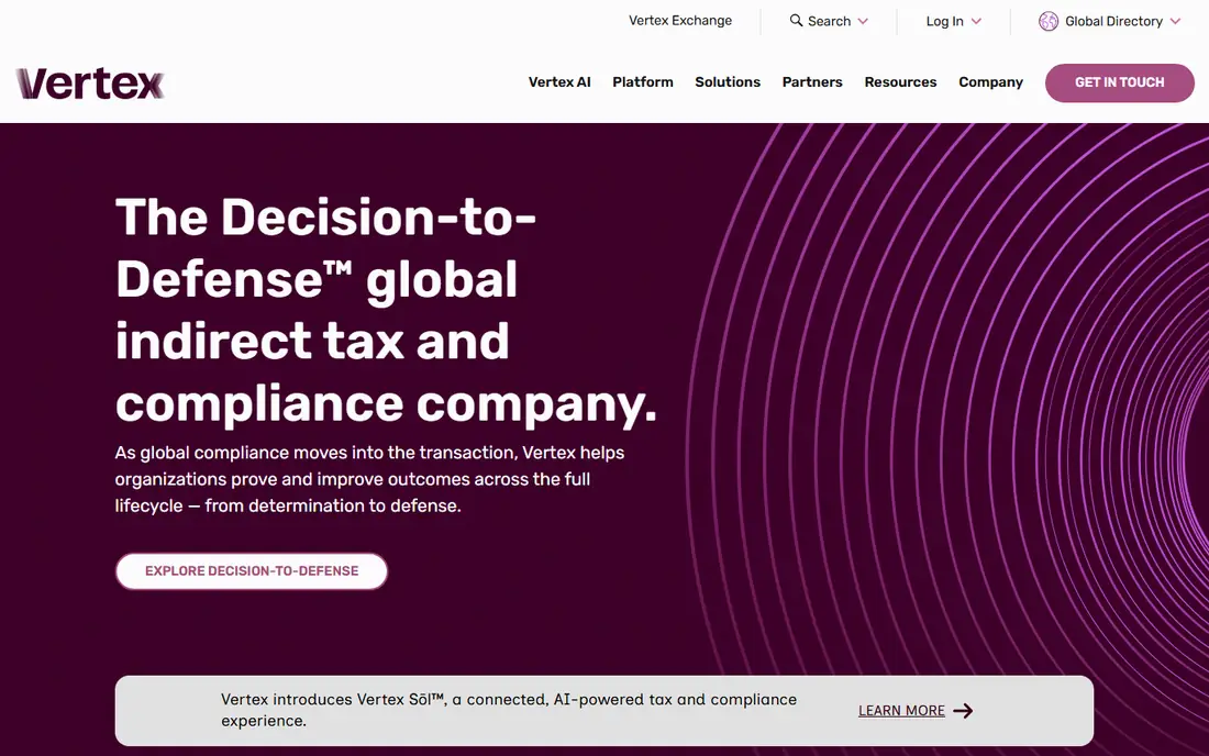 Vertex homepage