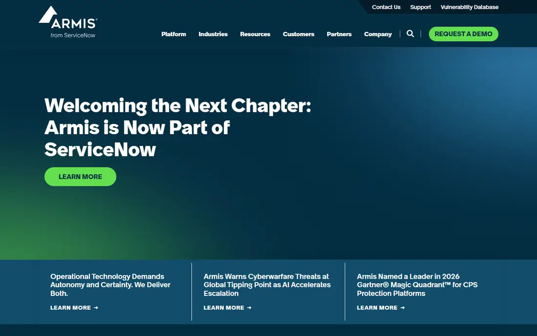 Armis homepage
