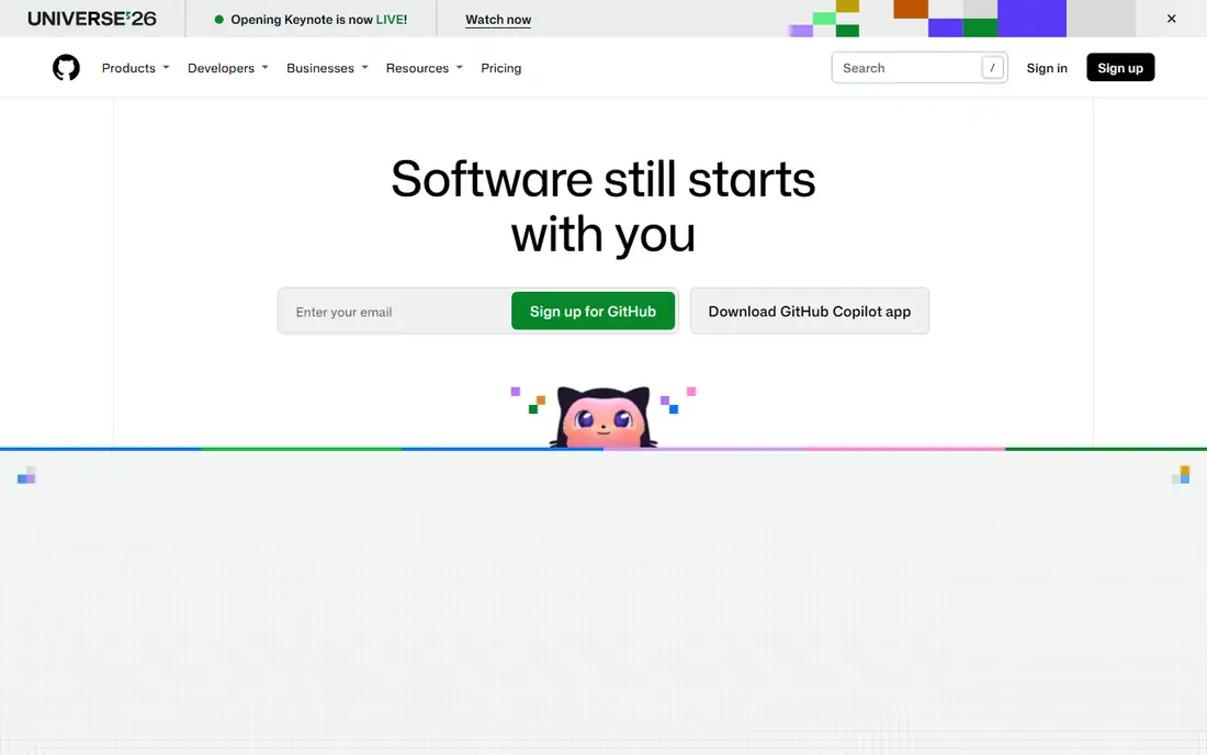 GitHub homepage