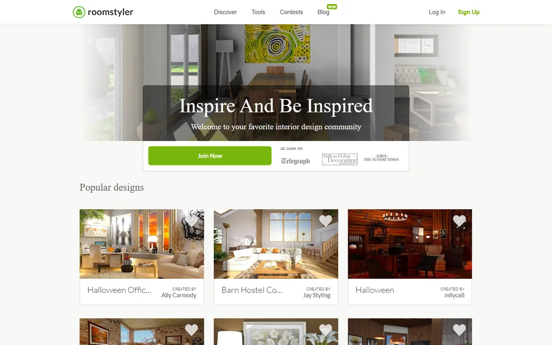 Roomstyler homepage