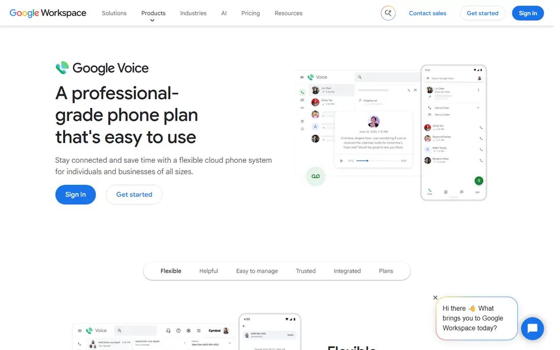 Google Voice homepage