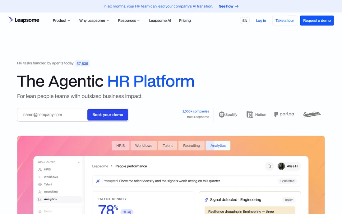 Leapsome homepage