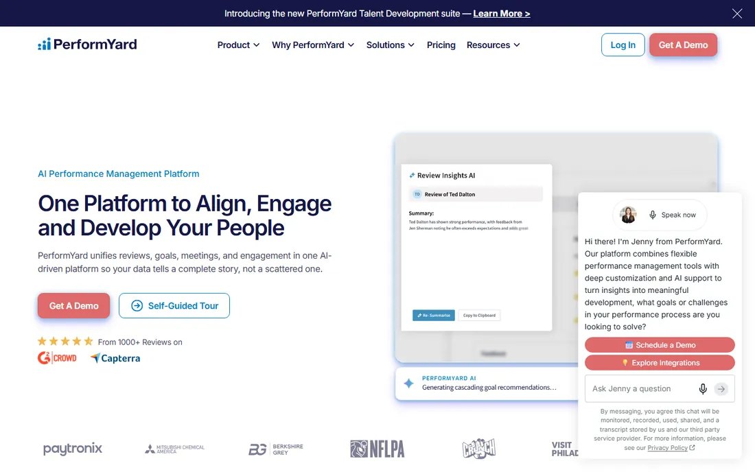 PerformYard homepage
