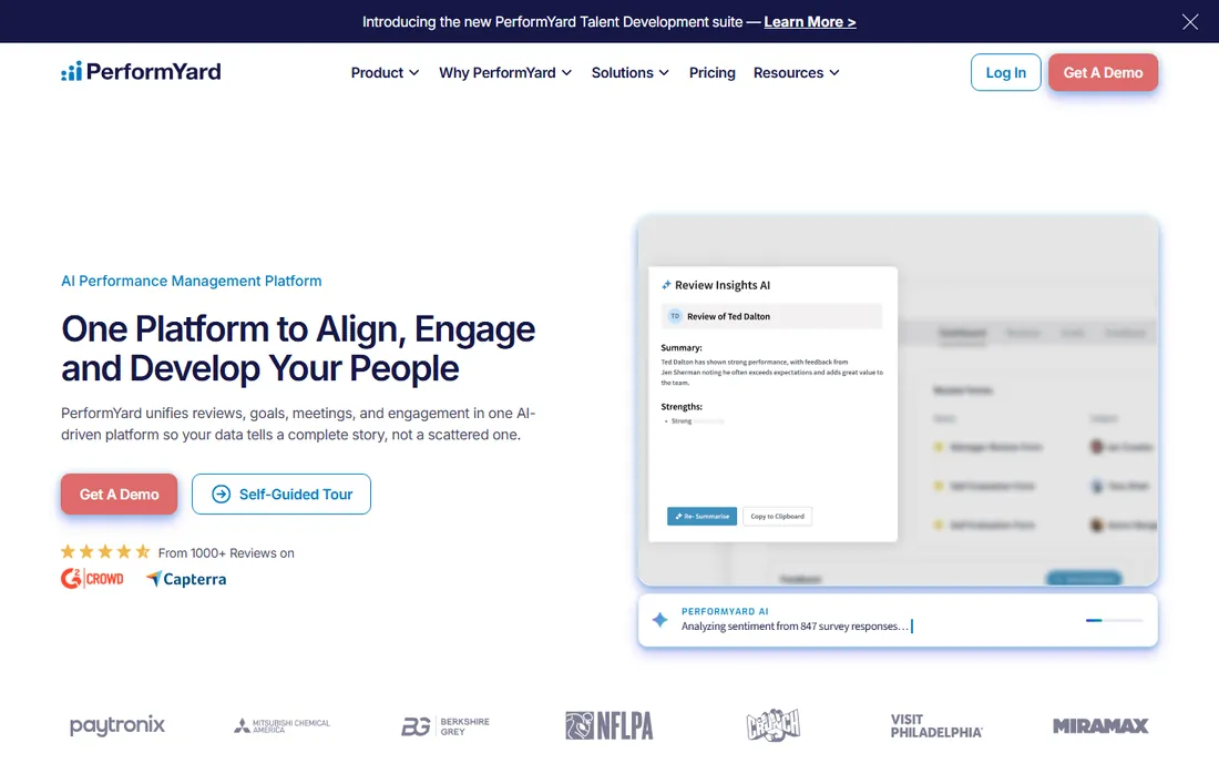PerformYard homepage