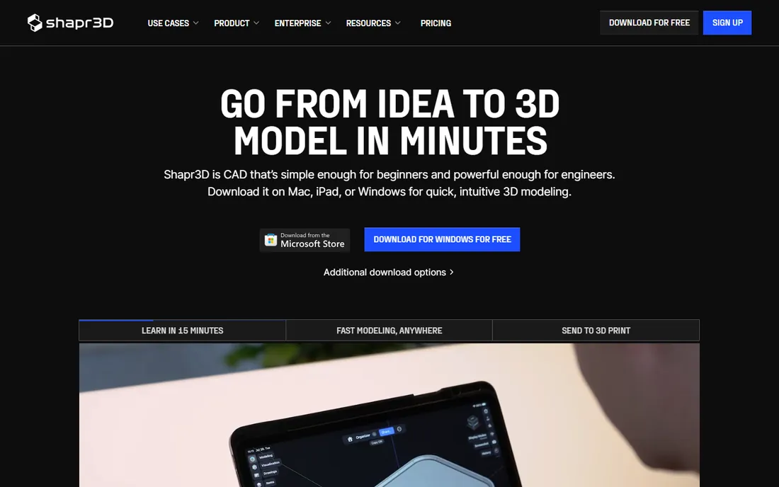 Shapr3D homepage