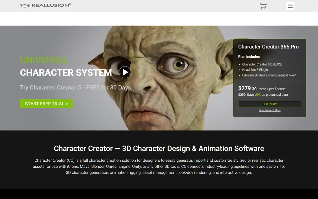 Character Creator homepage