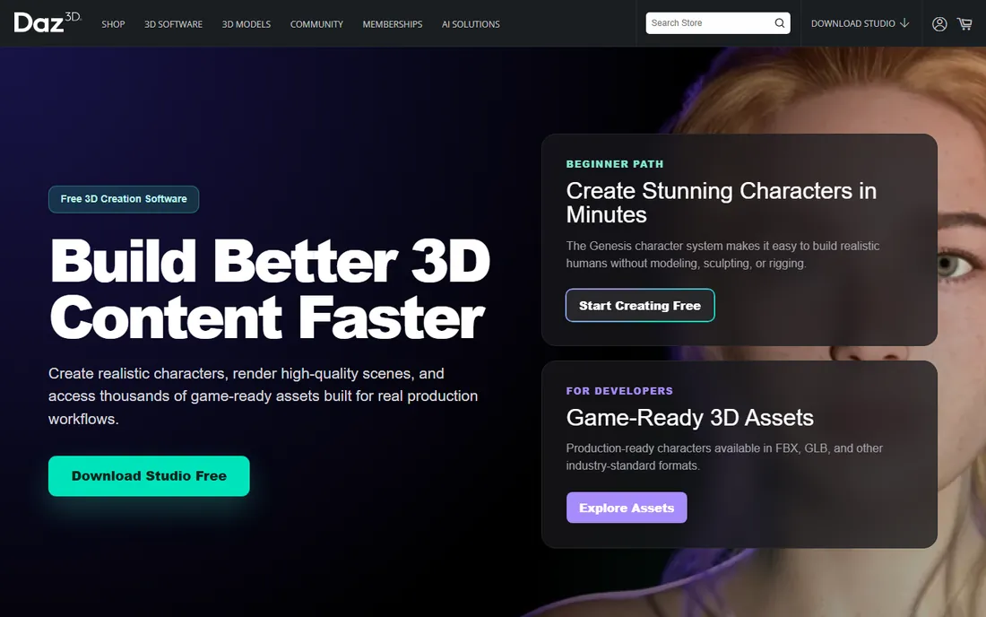 Daz Studio homepage