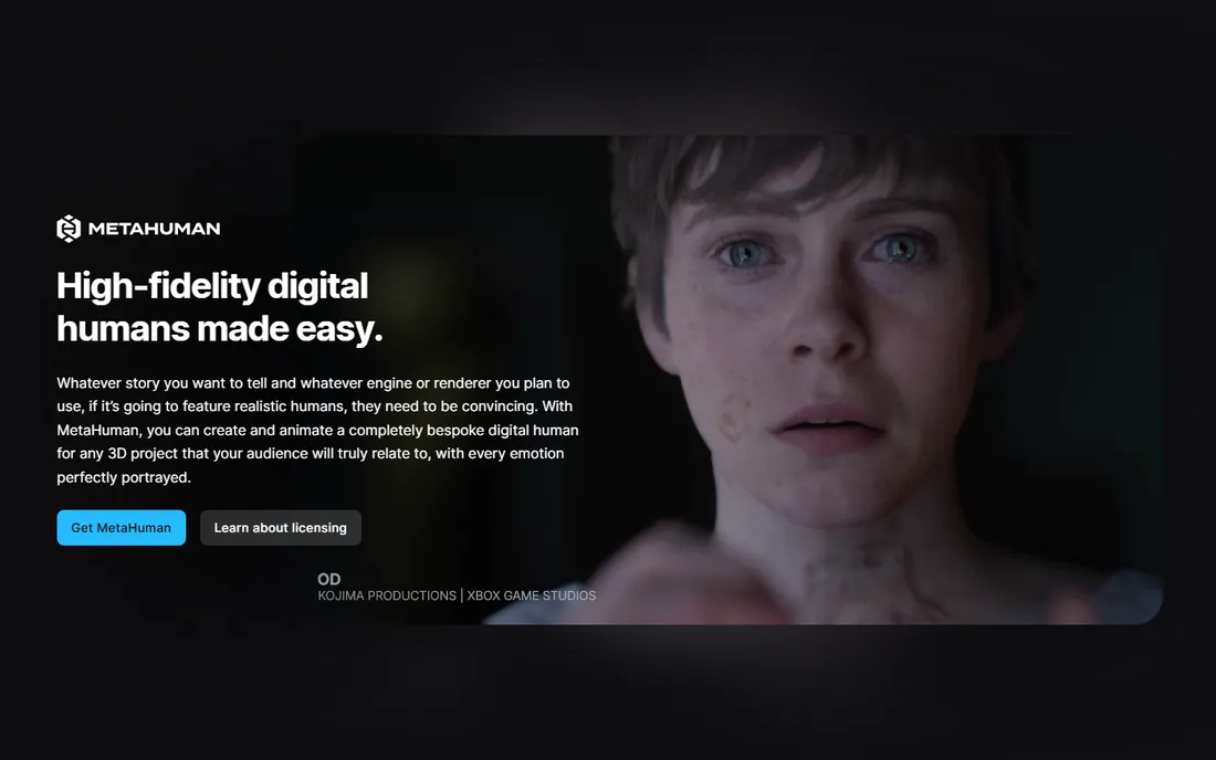 MetaHuman Creator homepage