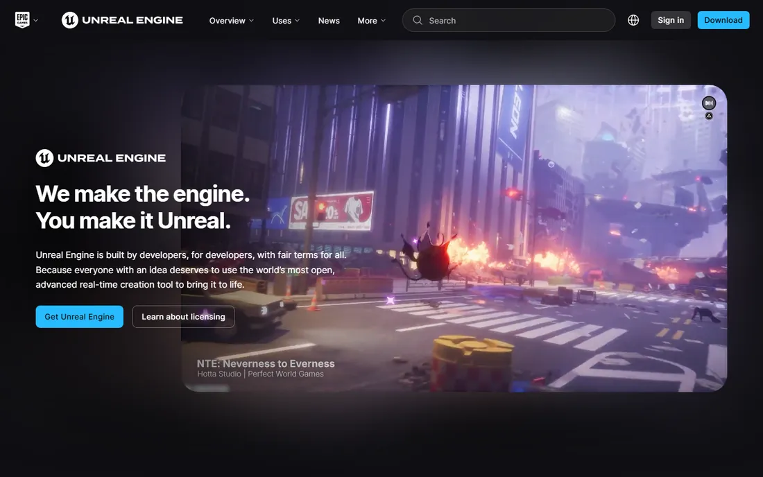 Unreal Engine homepage