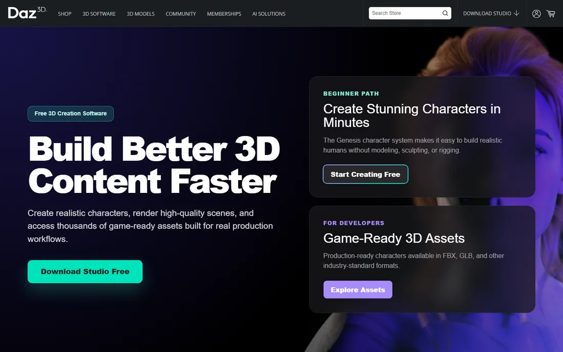 Daz Studio homepage