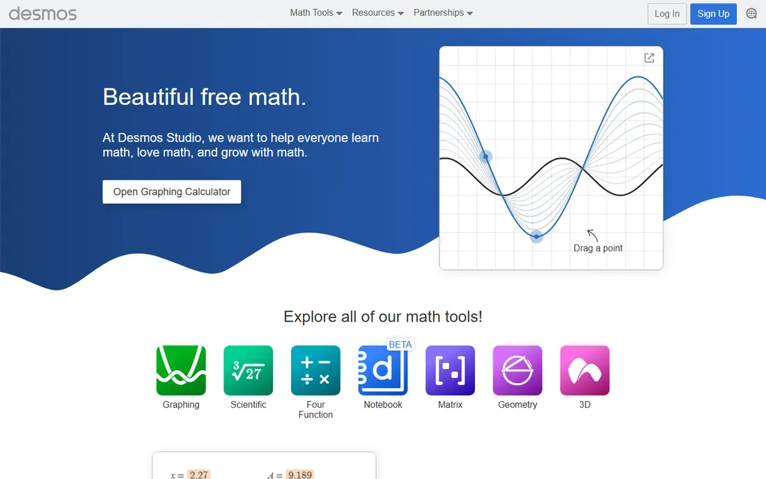 Desmos 3D Calculator homepage