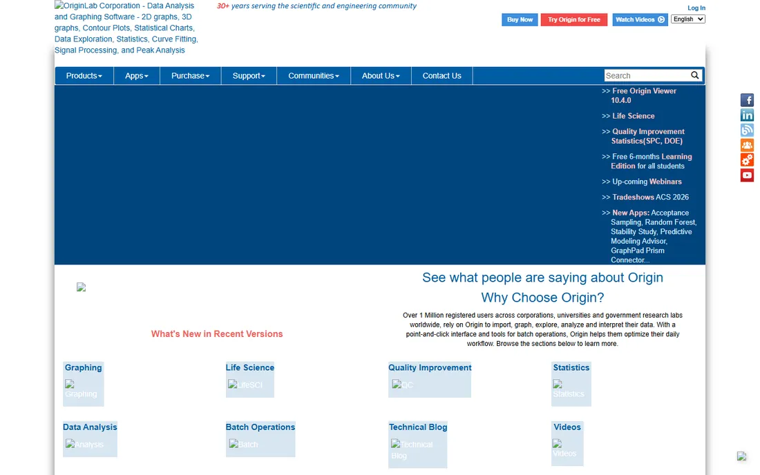 OriginPro homepage