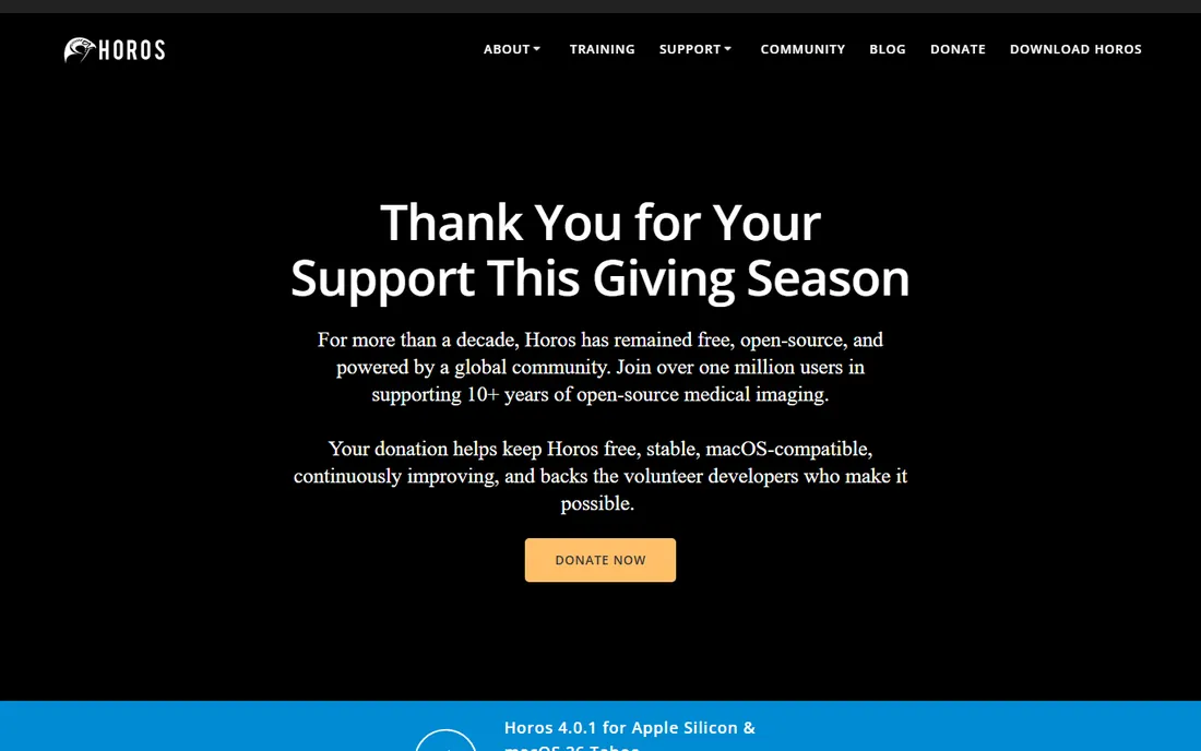 Horos homepage
