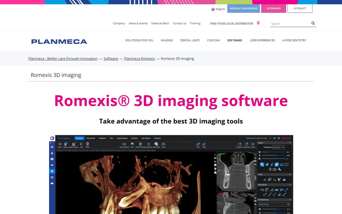 Planmeca Romexis 3D homepage