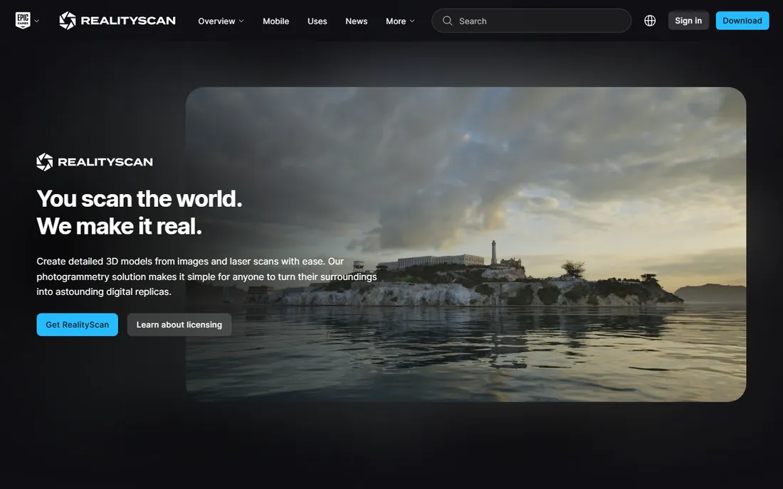 RealityScan homepage