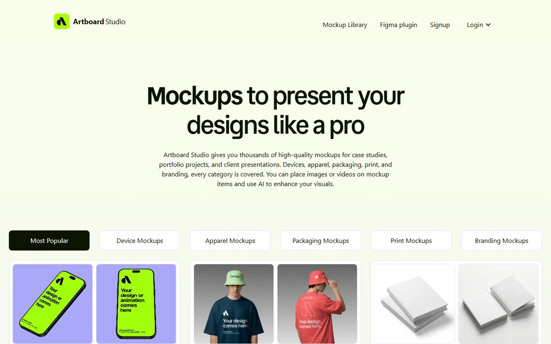 Artboard Studio homepage