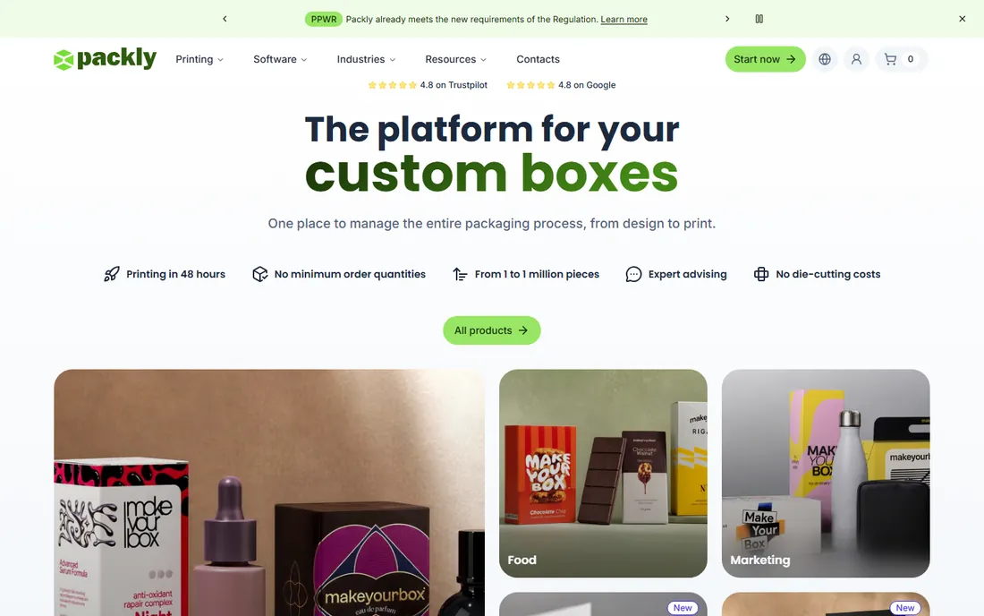 Packly homepage