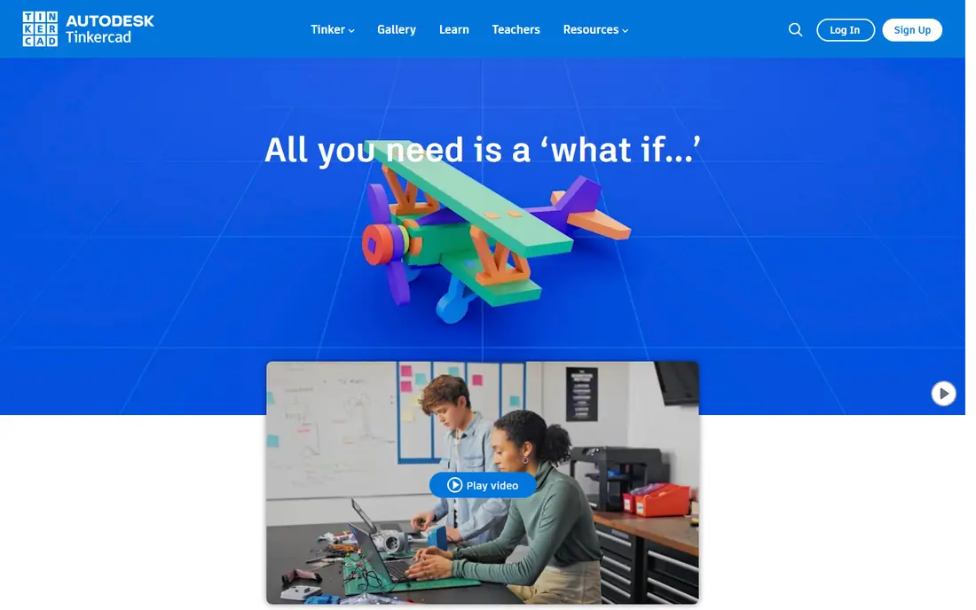 Tinkercad homepage