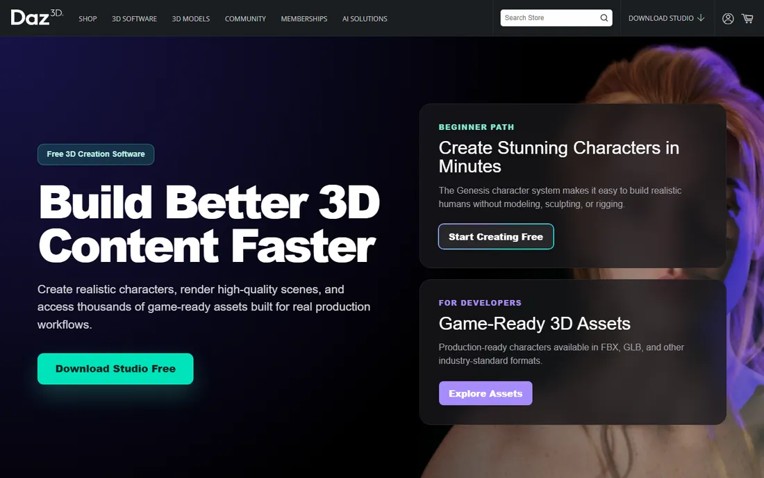 Daz 3D homepage