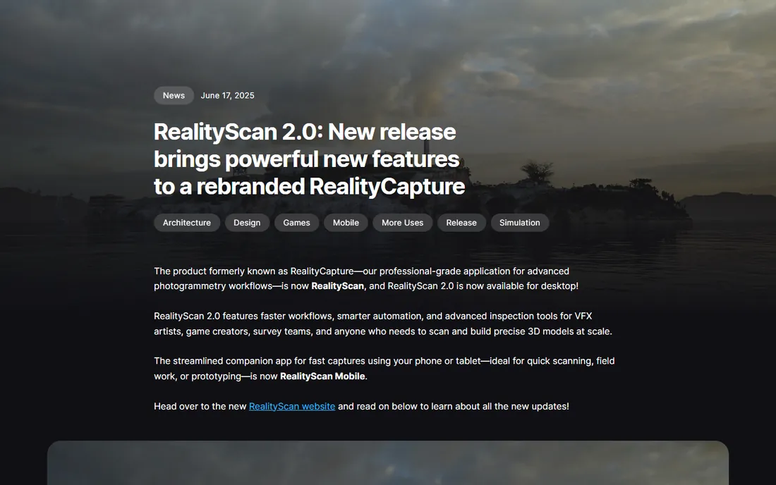 RealityScan homepage