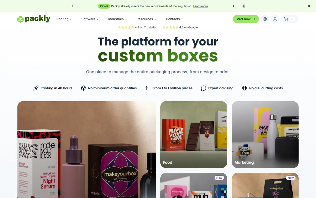 Packly homepage