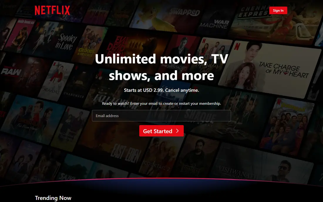 Netflix homepage