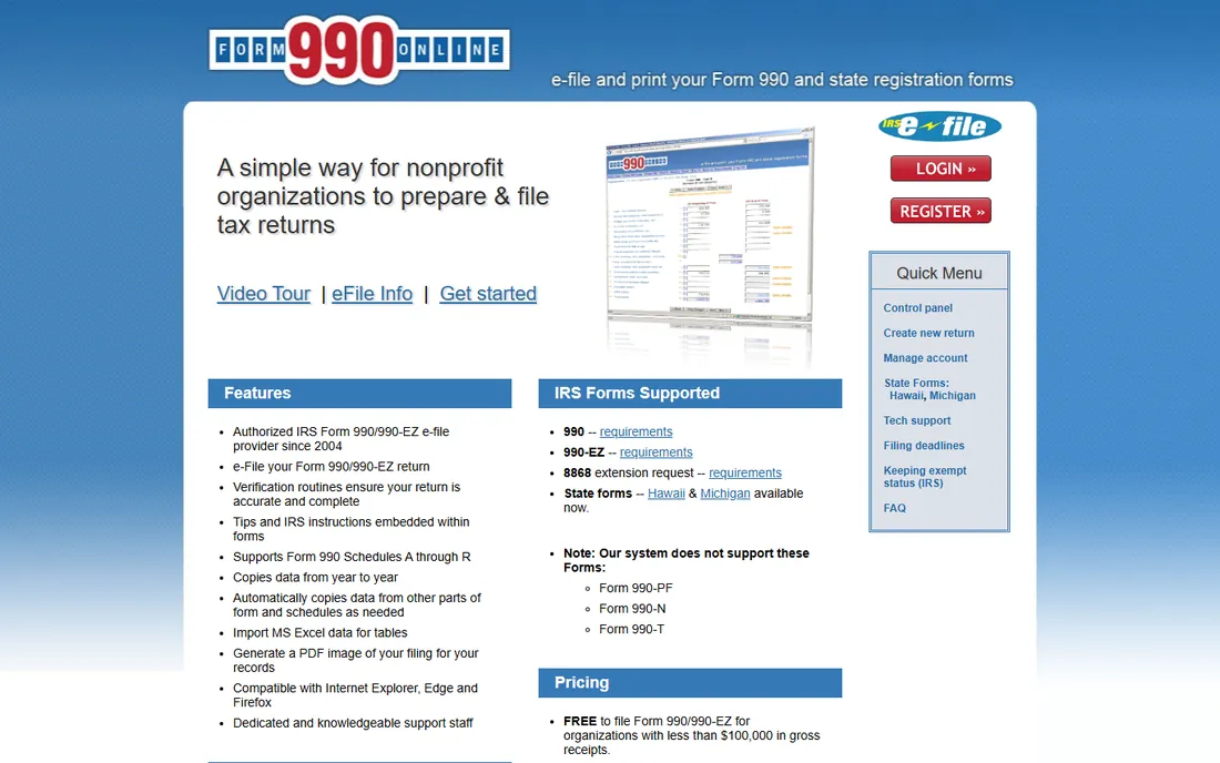 Form990.org homepage