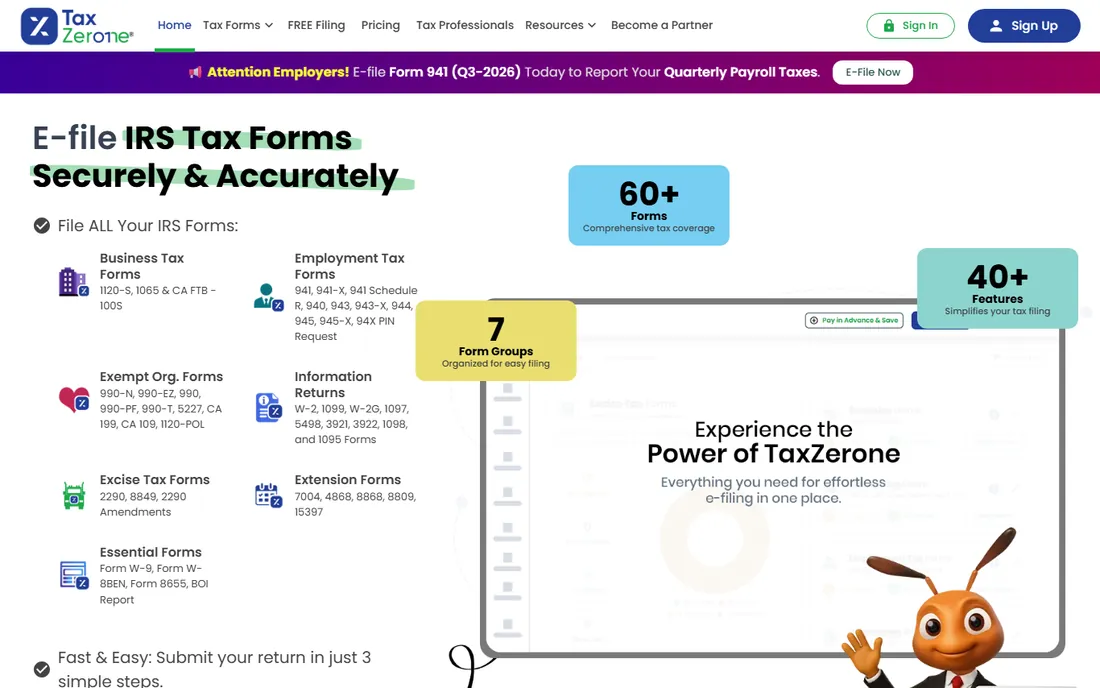 TaxZerone homepage