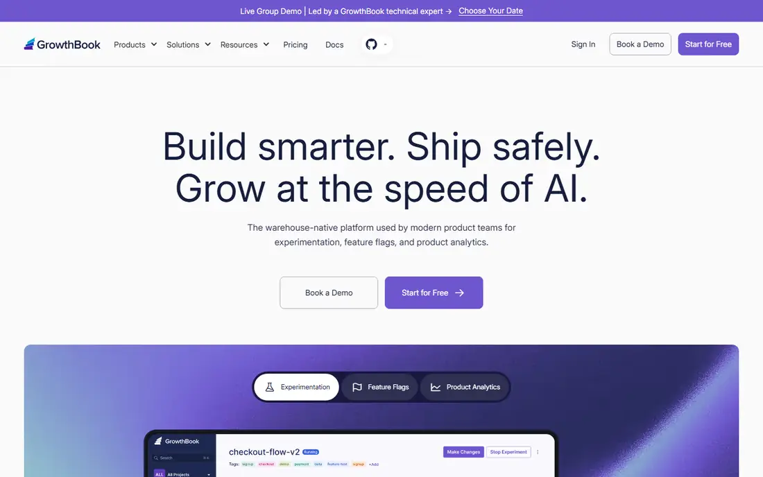 GrowthBook homepage
