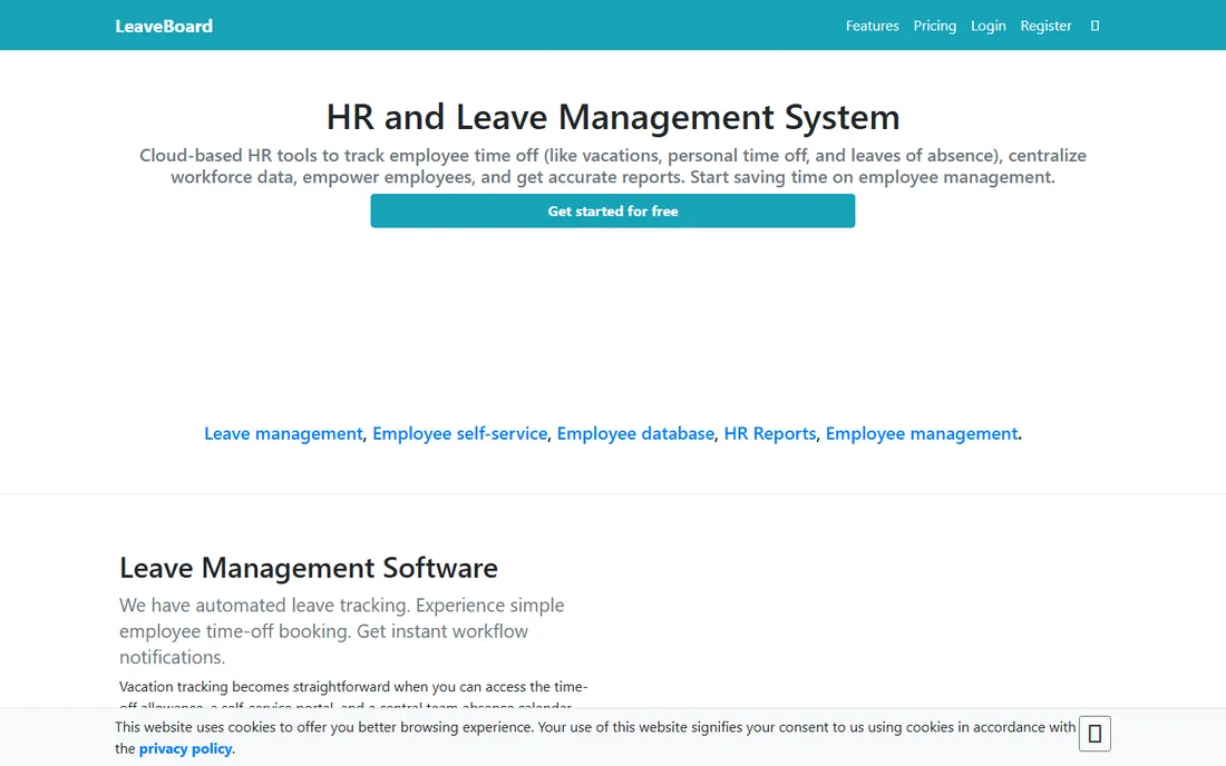 LeaveBoard homepage