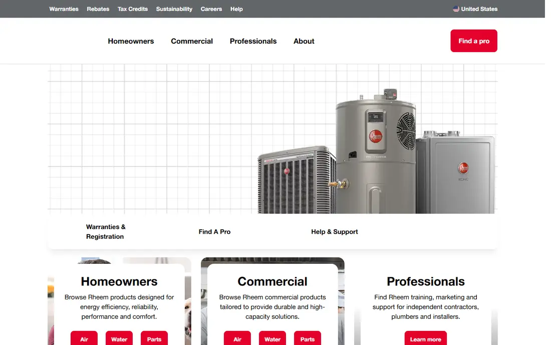 Rheem homepage