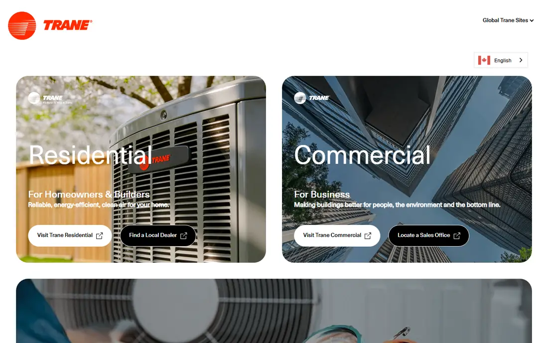 Trane homepage