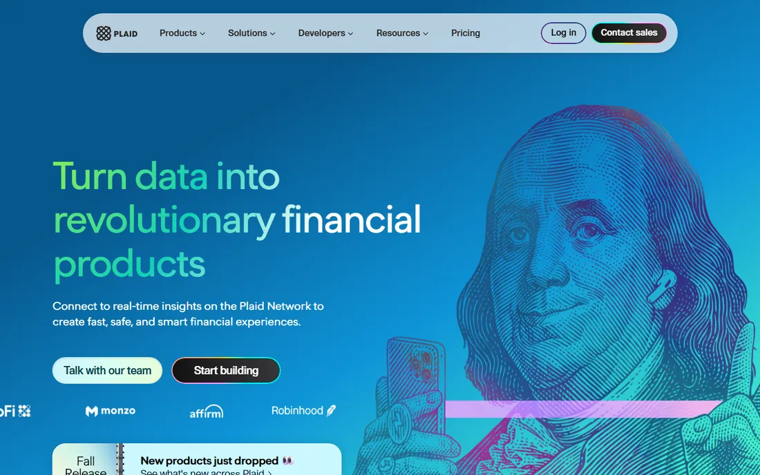 Plaid homepage